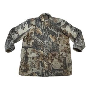 Duxbak Quilted Camo Coat Men Size XL Camouflage Chore Hunting Jacket Vintage USA